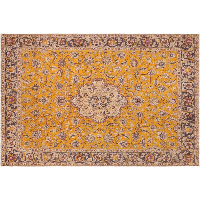 Shabby Chic Vintage 1990's Orange/Blue Wool Rug - 9'11'' X 12'6'' For Sale - Image 9 of 10