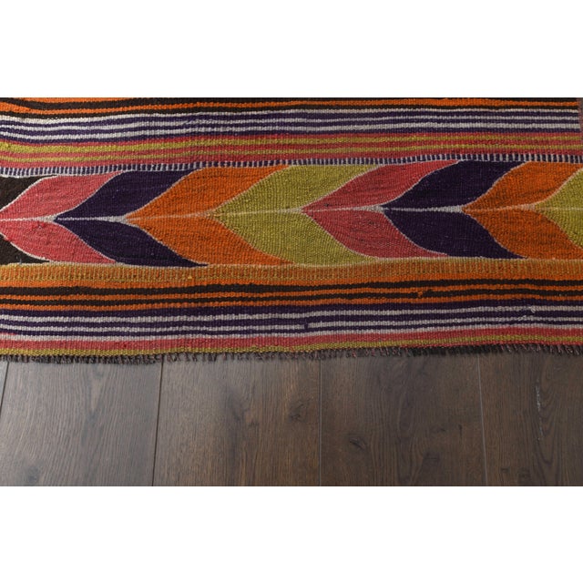 1970s Vintage Handmade Wool Cotton Area Rug For Sale - Image 9 of 11