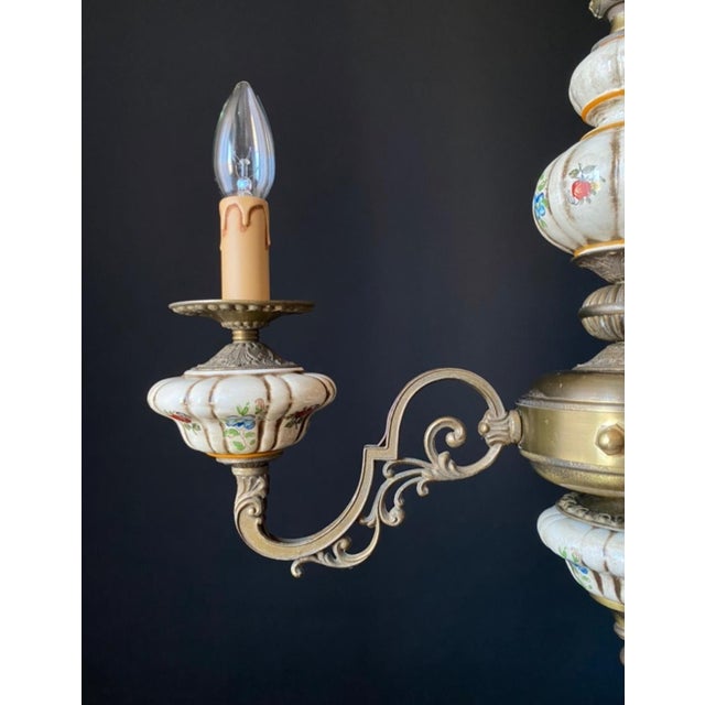 Brown Vintage Ceramic Chandelier, 1960s For Sale - Image 8 of 13