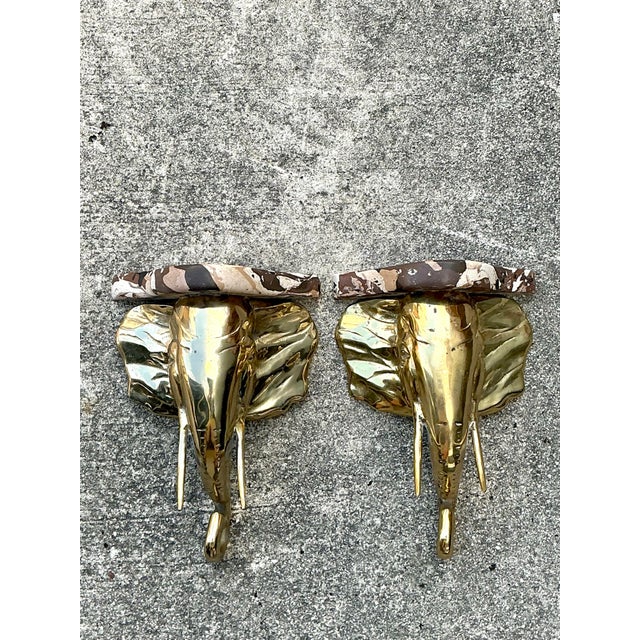 Vintage Artisan Made Scagliola Elephant Brackets - A Pair For Sale - Image 10 of 12