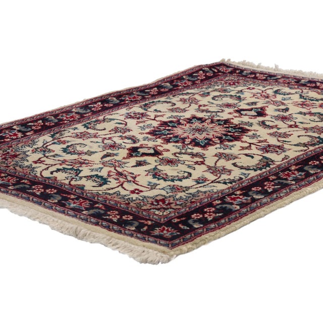 78695 Vintage Beige Chinese Tabriz Rug, 02'02 x 03'03. Presenting a sublime testament to the artistry of a bygone era,...