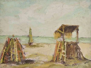 Franco Marzilli, Seaside, Oil Painting, 1970s
