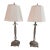 Silvered Metal Table Lamps With Crystal Accents & Pleated Shades - A Pair For Sale