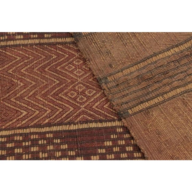 Rug & Kilim Vintage Tuareg Mat, Rich Burgundy With Tribal Geometric Patterns - Rug & Kilim For Sale - Image 4 of 10