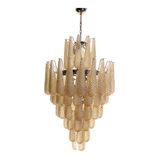 Late 20th Century Huge Italian Murano Glass Chandelier – 85 Amber Drops, 7-Tier, Style For Sale