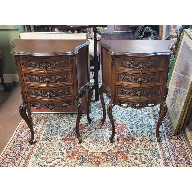 Pair 1920s Swan Leg Carved End Tables For Sale - Image 9 of 15