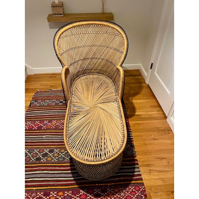 Vintage Rattan Peacock Chaise Lounge Chair For Sale - Image 4 of 7