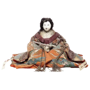 Japanese Taisho Doll With Silk Clothing and Powdered Face, Early 20th Century