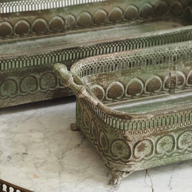 Metal Plant Pot Set with Patina, Set of 2 For Sale - Image 7 of 11