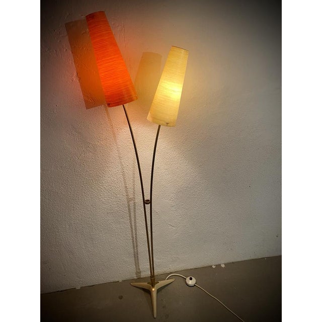 Mid-Century Floor Lamp in Brass with Fiberglass Shades attributed to Cosack, 1950s For Sale - Image 18 of 18