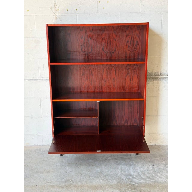 1960s Rosewood Open Shelf Cabinet With Lower Doors Danish Mid-Century Modern 1960s For Sale - Image 5 of 9