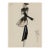 Vintage French Fashion Art Print – Black Coat and Gray Fur Illustration, 36" X 48" For Sale