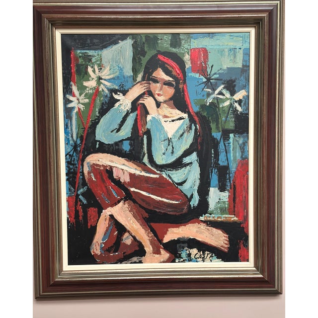 M. Costa, Portrait of a Young Lady, 1960s, Oil Painting on Canvas, Framed For Sale - Image 4 of 18