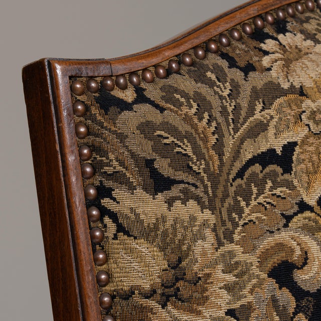 Pair of 19th Century French Dark Brown Louis XIII Upholstered Throne Armchairs For Sale In Greensboro - Image 6 of 14