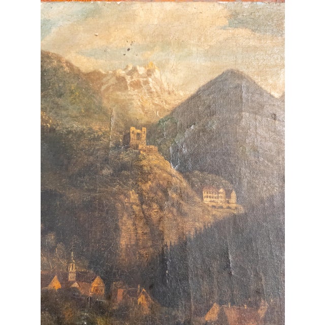 Green 17th Century Old Master German or Dutch Alpine Landscape Painting For Sale - Image 8 of 14