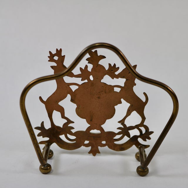 Vintage Italian Brass Honor Crest Letter or Napkin Holder For Sale In Cincinnati - Image 6 of 9