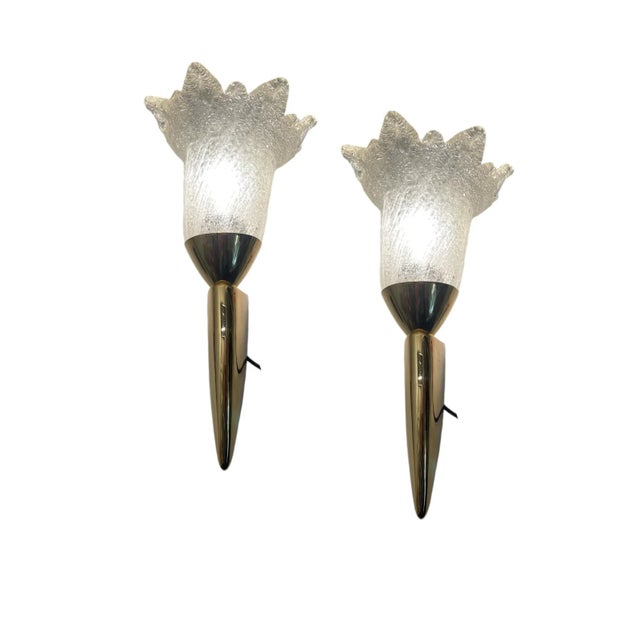Brass and Murano Glass Sconces, 1960s, Set of 2 For Sale - Image 10 of 11