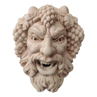 Fountain Mask with Face of Faun with Grapes in Asiago White Marble, Venice For Sale