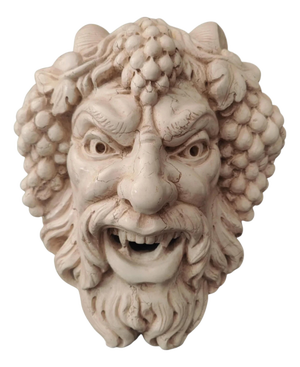 Fountain Mask with Face of Faun with Grapes in Asiago White Marble, Venice