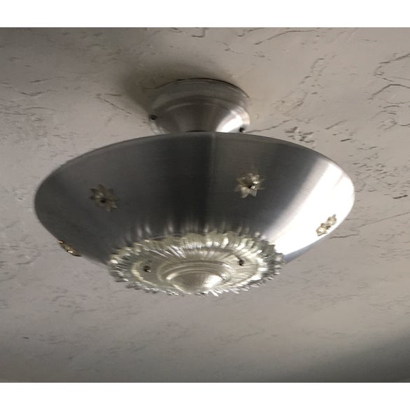 Contemporary 1940s Aluminum Starburst Ceiling Light For Sale - Image 3 of 3