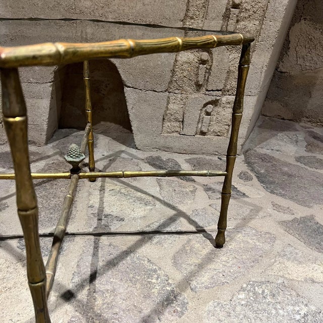 1950s Faux Bamboo Brass Square Side Table Arturo Pani For Sale - Image 9 of 9