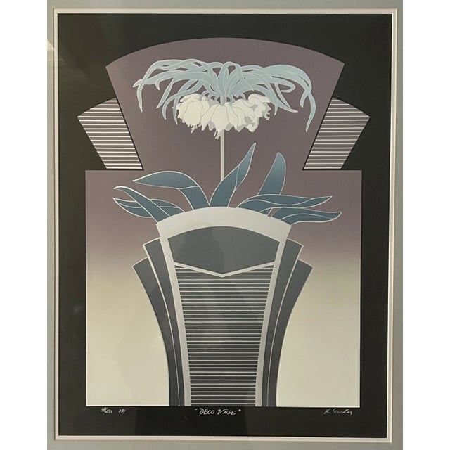 Up for sale is a Vintage Karl Eisler - “Deco Vase” Signed Framed Limited Edition Serigraph Print (#378/2500) (1984)...