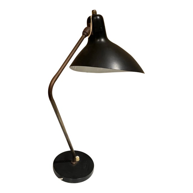 1950s Boris Lacroix Sculptural French Table Lamp in Black and Brass France For Sale