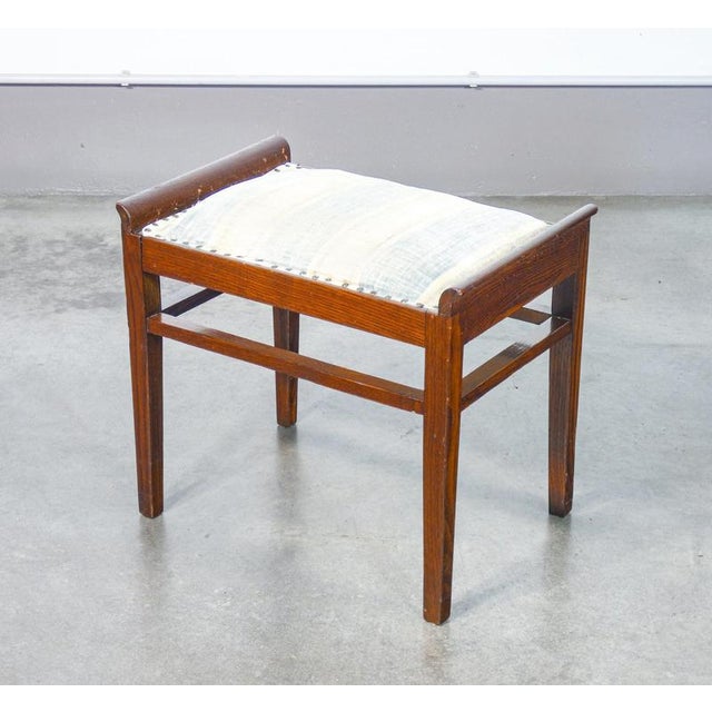 Brown Italian Oak Wood Stool, 1940s For Sale - Image 8 of 14
