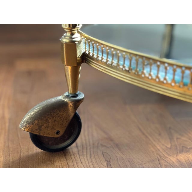 1940s Hollywood Regency Brass Neoclassical 1940's French Bar Cart For Sale - Image 5 of 5