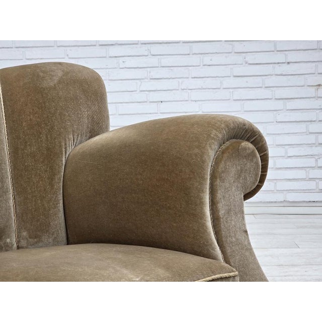 Danish 3-Seater Sofa in Green Velour with Oak Legs, 1960s For Sale - Image 12 of 18