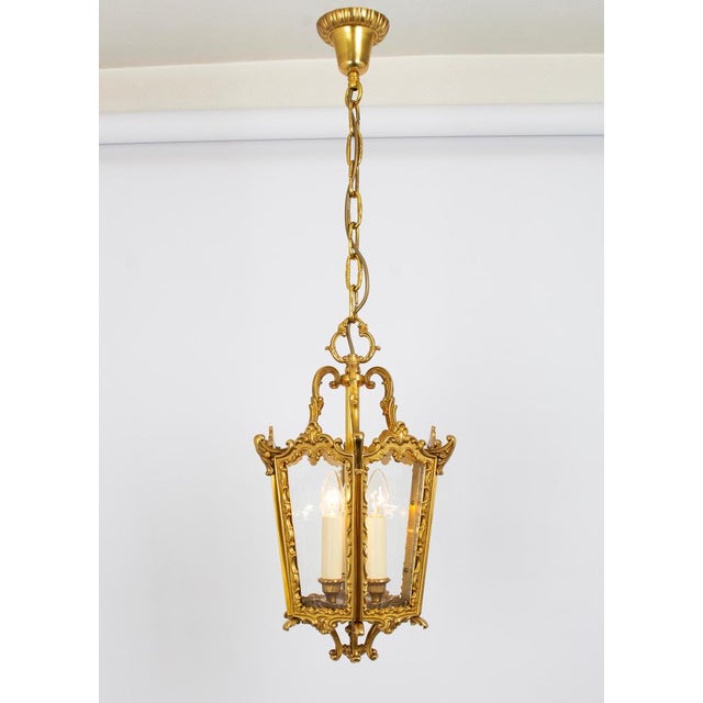 Brass Lantern Pendant Light, Germany, 1960s For Sale - Image 10 of 11