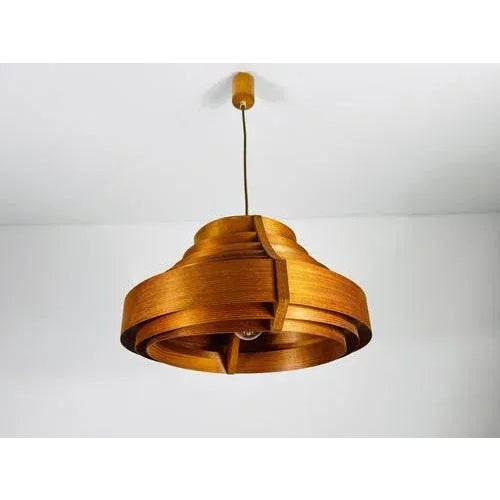 Mid-Century Modern Wooden Pendant Lamp by Hans-Agne Jakobsson, Sweden, 1960s For Sale - Image 3 of 13