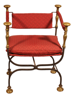 Curule Armchair in Wrought Iron and Bronze, 1890s