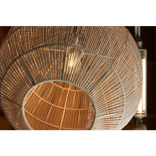 Metal Luminous Metal Frame Tiered Laced Pendant Lantern For Sale - Image 7 of 15