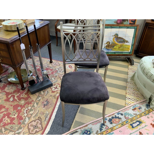 Contemporary Late 20th Century Metal Dining Chairs, a Pair For Sale - Image 3 of 12