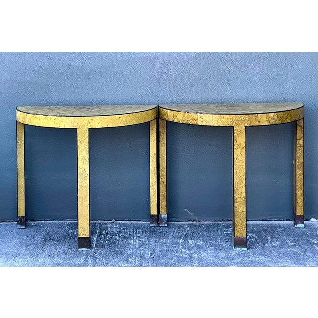 Vintage Boho Faux Finished Demilune Tables - A Pair For Sale - Image 11 of 12