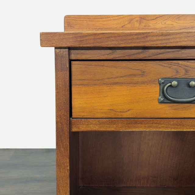 Craftsman Style One Drawer Wood Nightstand With Open Shelf For Sale In San Francisco - Image 6 of 9