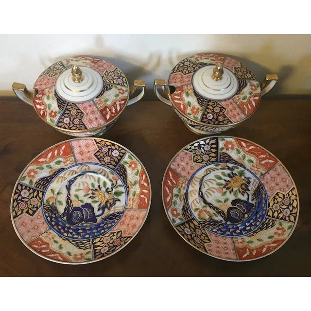 Circa 1805 Worcester Porcelain Imari Rock & Tree Coalport Pattern Tureens & Stands - A Pair For Sale - Image 10 of 13