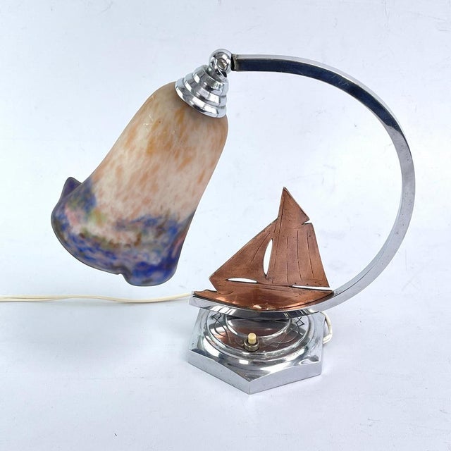 Muller Frères Art Deco Pate De Verre Table Lamp attributed to Muller Frères for Muller Frères, 1930s For Sale - Image 4 of 8