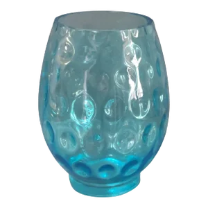 Vintage Pressed Glass Thumbprint Pattern Sky Blue Vase