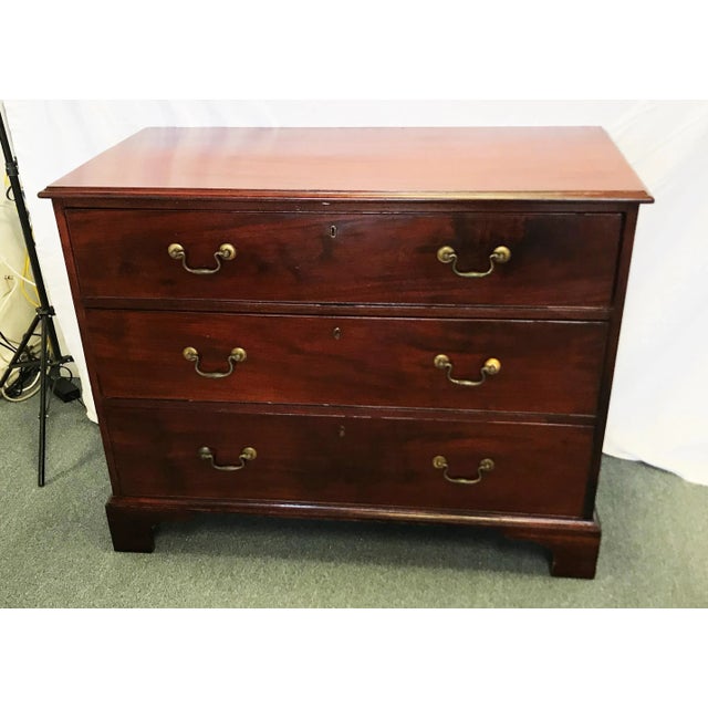 18th Century Bachelors Chest of Drawers With Heavy Brass Hardware and Side Carry Handles For Sale - Image 12 of 13