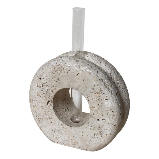 Round Travertine Soliflore Vase attributed to Fratelli Mannelli, 1970 For Sale