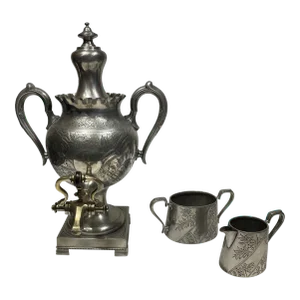Late 19th Century English Pewter Tea Service- 3 Pieces