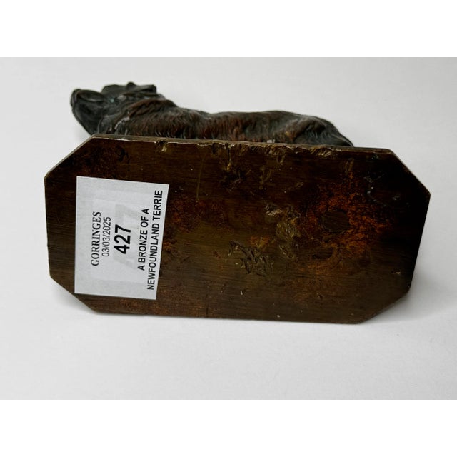 Scottish Art Deco Bronze Newfoundland Dog With Historic Inscription For Sale - Image 12 of 12