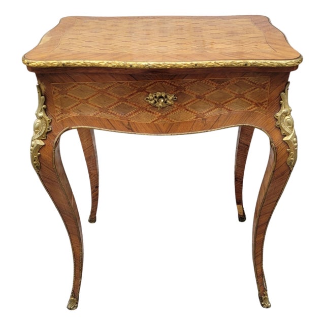Napoleon III French Dressing Table in Wood Marquetry and Gilt Bronze, 1890s For Sale