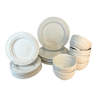 Anthropologie Portuguese Rope and Chain Ironstone Dinnerware - Set of 18 For Sale