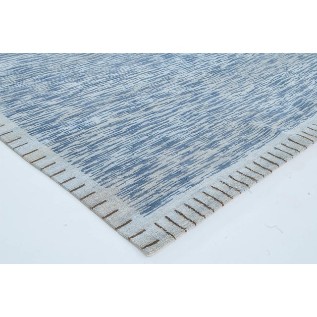 Textile Modern Swedish Design Blue Handmade Wool Pile Rug by Doris Leslie Blau For Sale - Image 7 of 8