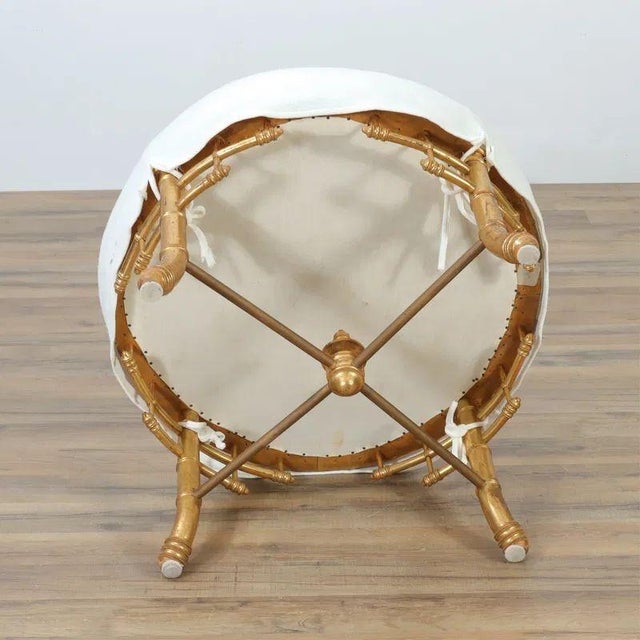 Antique French Bamboo Form Giltwood Stool For Sale - Image 4 of 4