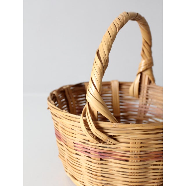 Vintage Woven Gathering Basket With Handle For Sale - Image 11 of 12