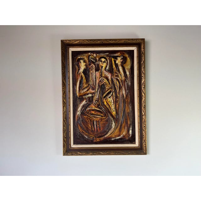 1960's Roy M. Steinberg Kinetic Musicians Oil Painting, Frame For Sale - Image 12 of 12